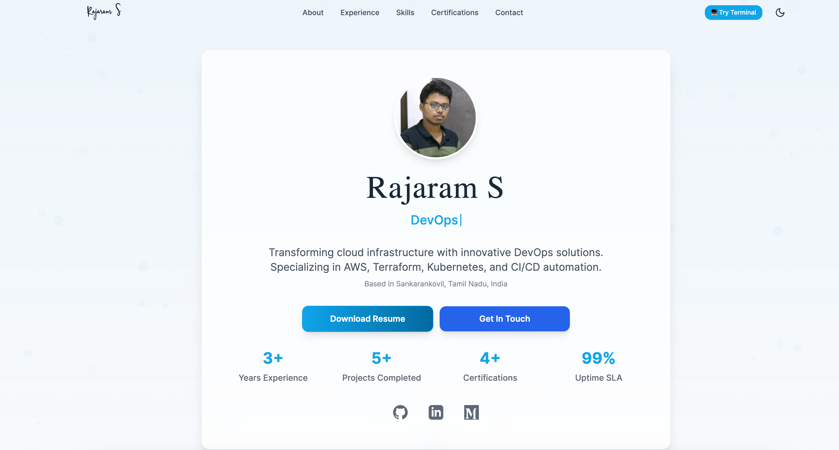 Rajaram S | DevOps Engineer | rajarammohan0203.github.io